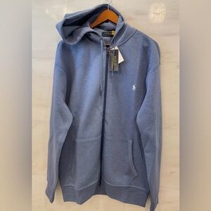 NWT Polo Ralph Lauren Big & Tall HEATHER BLUE Double Knit Full Zip Hoodie 3LT